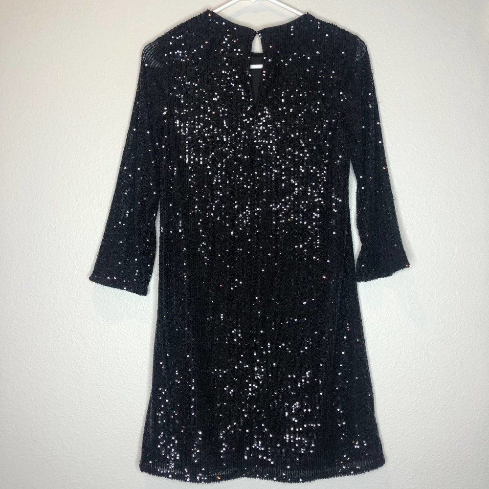 h&m sequin black 3/4 sleeves dress XS - Picture 3 of 3